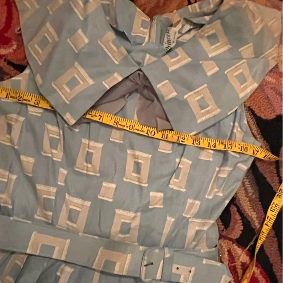 Vintage 1950’s store Stock Blue and White Geometric Dress - Picture 8 of 8